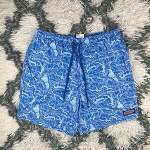 Vineyard Vines Men's Swim Trunks Size Medium Blue White Whales